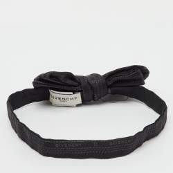 Pre Owned Givenchy Black Logo Pattern Silk Bow Tie