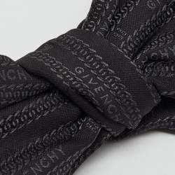 Pre Owned Givenchy Black Logo Pattern Silk Bow Tie