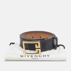 Pre Owned Givenchy Black Leather 2G Buckle Belt 80CM
