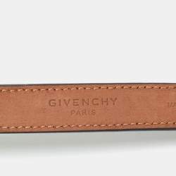 Pre Owned Givenchy Black Leather Chain Detail Slim Belt 75 CM