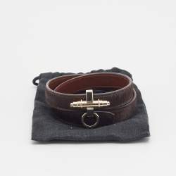 Pre Owned Givenchy Obsedia Pony Hair Gold Tone Leather Wrap Bracelet
