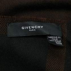 Pre Owned Givenchy Black/Brown Logo Jacquard Wool Fringed Scarf