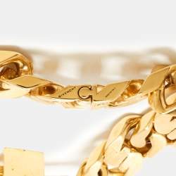 Pre Owned Givenchy G-Chain Lock Curb Link Padlock Gold Tone Bracelet