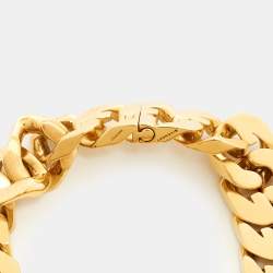 Pre Owned Givenchy G-Chain Lock Curb Link Padlock Gold Tone Bracelet
