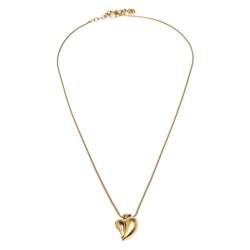 Pre Owned Givenchy Gold Tone Heart Pendant Necklace
