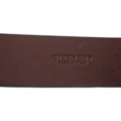 Givenchy Brown Leather Shark Tooth Lock Pale Gold Tone Bracelet