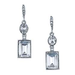 Pre Owned Givenchy Silver Tone Crystal Drop Earrings