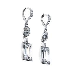 Pre Owned Givenchy Silver Tone Crystal Drop Earrings