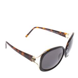 Pre Owned Givenchy Black & Havana/ Grey SGV762 Oversized Sunglasses