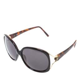 Pre Owned Givenchy Black & Havana/ Grey SGV762 Oversized Sunglasses
