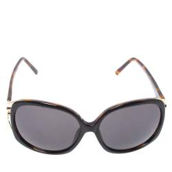 Pre Owned Givenchy Black & Havana/ Grey SGV762 Oversized Sunglasses