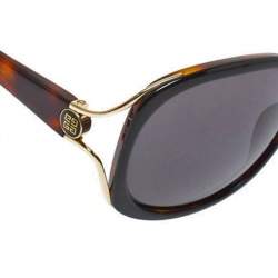 Pre Owned Givenchy Black & Havana/ Grey SGV762 Oversized Sunglasses