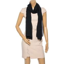 Givenchy Black Logo Print Silk Scarf