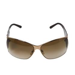 Pre Owned Givenchy Brown Floral Crystal Embellished/Brown Gradient SGV 364S Limited Edition Oversized Sunglasses