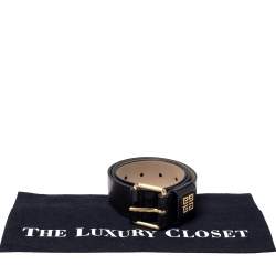 Pre Owned Givenchy Black Crinkled Leather Belt 80CM