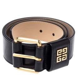Pre Owned Givenchy Black Crinkled Leather Belt 80CM