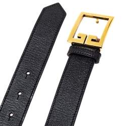 Givenchy Black Leather Double G Logo Buckle Belt 85 CM