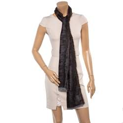 Pre Owned Givenchy Brown & White Star Logo Detail Wool & Silk Shawl