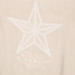 Pre Owned Givenchy Ivory Cotton Silk Star Logo Jacquard Scarf