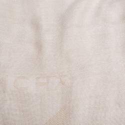 Pre Owned Givenchy Ivory Cotton Silk Star Logo Jacquard Scarf