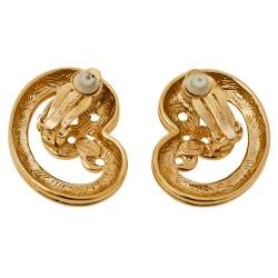 Givenchy Vintage Gold Tone Swirl Clip On Stud Earings
