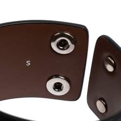 Pre Owned Givenchy Black Leather Logo Print Bracelet S