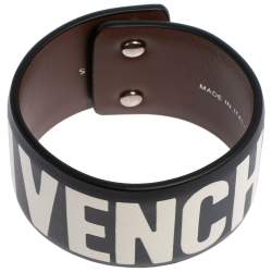 Pre Owned Givenchy Black Leather Logo Print Bracelet S