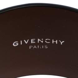 Pre Owned Givenchy Black Leather Logo Print Bracelet S