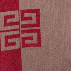 Pre Owned Givenchy Color Block Logo Jacquard Wool Fringed Stole