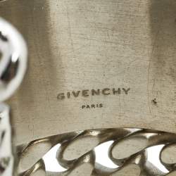 Pre Owned Givenchy Silver Tone Chain Link Cuff Bracelet 