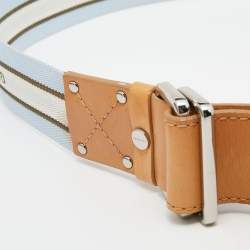 Givenchy Blue/Brown Canvas and Leather Belt 100cm (M)