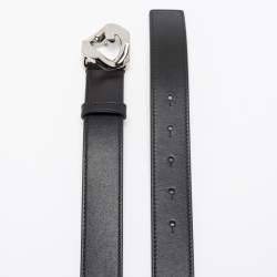 Pre Owned Givenchy Black Leather G Buckle Belt Size 80CM