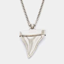 Pre Owned Givenchy Silver Tone Shark Tooth Pendant Chain Necklace