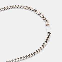 Pre Owned Givenchy Silver Tone Shark Tooth Pendant Chain Necklace
