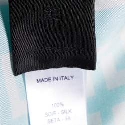 Givenchy Blue Logo Printed Silk Square Scarf