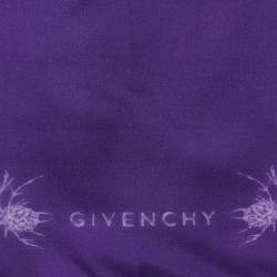 Pre Owned Givenchy Purple Floral Printed Silk Square Scarf
