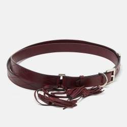 Givenchy Burgundy Leather Tassel Double Wrap Buckle Belt 195CM