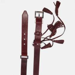 Givenchy Burgundy Leather Tassel Double Wrap Buckle Belt 195CM