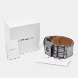 Givenchy Metallic Grey Leather Wide Waist Belt S