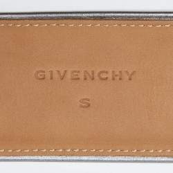 Givenchy Metallic Grey Leather Wide Waist Belt S