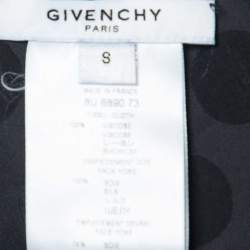 Givenchy Black Jersey and Silk Grommet Detail Asymmetric Top S