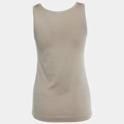 Givenchy Greige Cotton Ruffled Detail Tank Top S