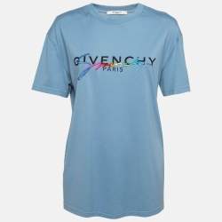 Givenchy Blue Signature Embroidered Cotton T-Shirt XS