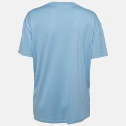 Givenchy Blue Signature Embroidered Cotton T-Shirt XS