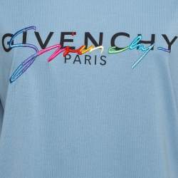 Givenchy Blue Signature Embroidered Cotton T-Shirt XS