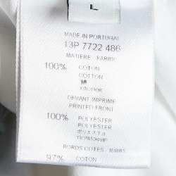 Pre Owned Givenchy White Printed Cotton Knit Round Neck T-Shirt L