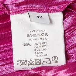 Givenchy Pink Zig-Zag Plisse Satin Midi Skirt M