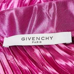 Givenchy Pink Zig-Zag Plisse Satin Midi Skirt M
