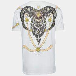 Pre Owned Givenchy White Goat Print Cotton Knit Crew Neck T-Shirt XS