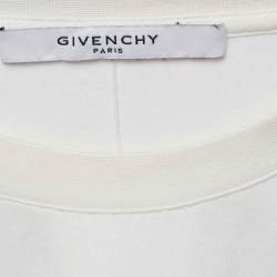 Pre Owned Givenchy White Cotton Logo Printed Crew Neck T-Shirt M